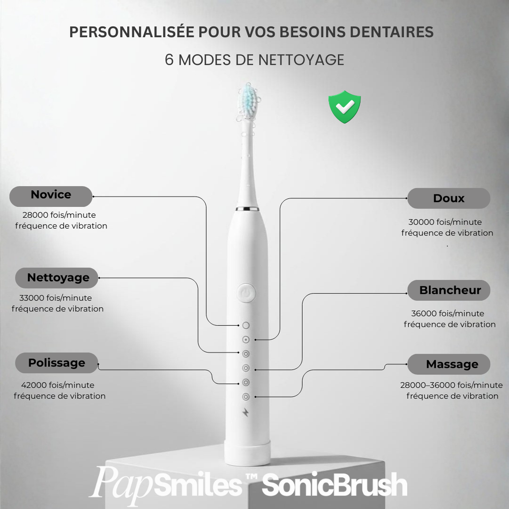 PAPSMILES SonicBrush™ Brosse à dents sonique